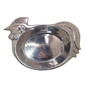 Chicken Hen Bread Bowl Dish Aluminum Metal